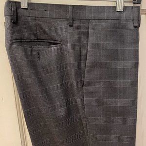 Banana Republic Men's Suit Pants Grey Windowpane Plaid Slim 32x30